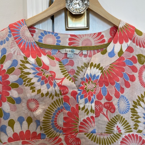 Boden 100% linen beach dress 6 petite blues green orange/red colors - Picture 3 of 9